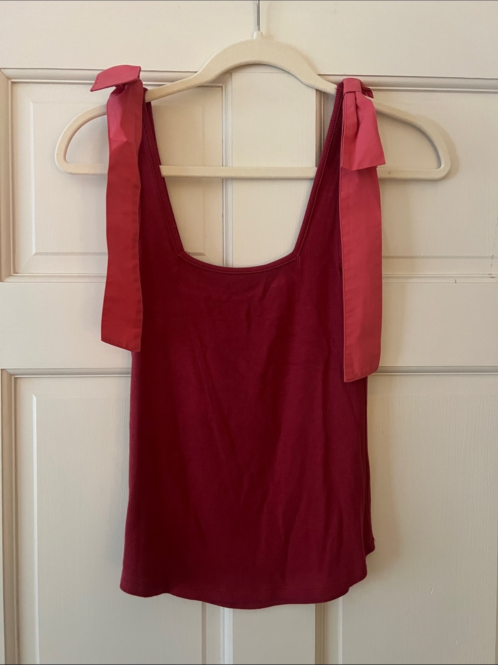 summersalt Tie-Shoulder Tank Top in Deep Rose with Pink bows